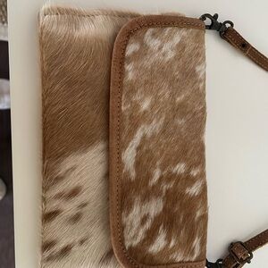 Faux Cow Hide Brown and Cream Women's Bag